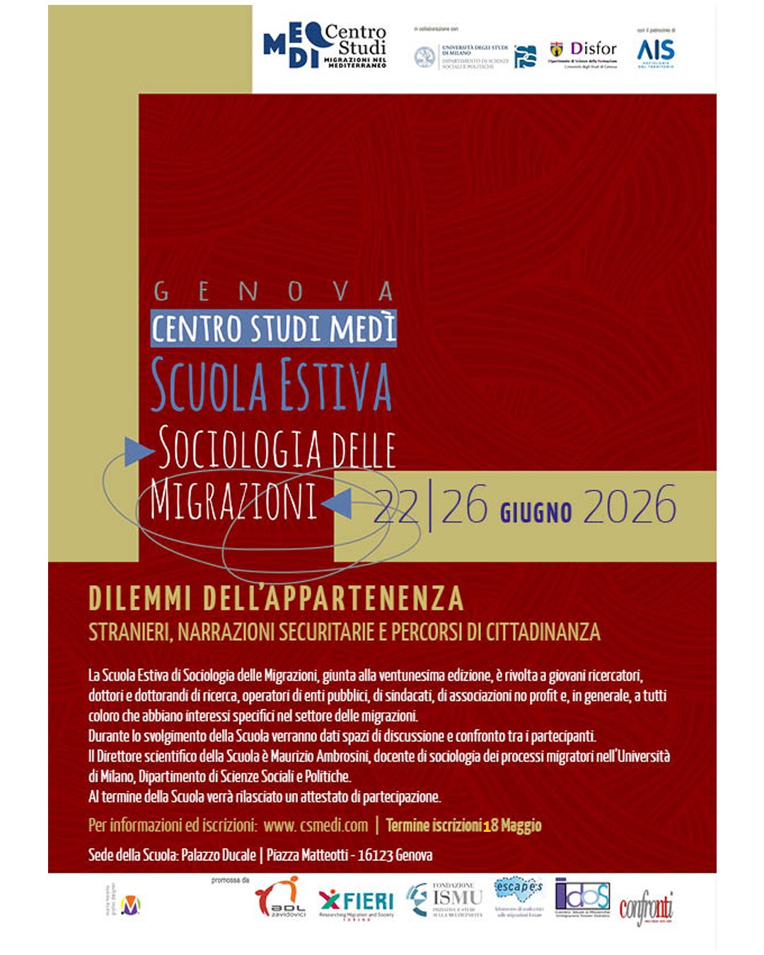 scuola estiva di sociologia delle migrazioni 2026