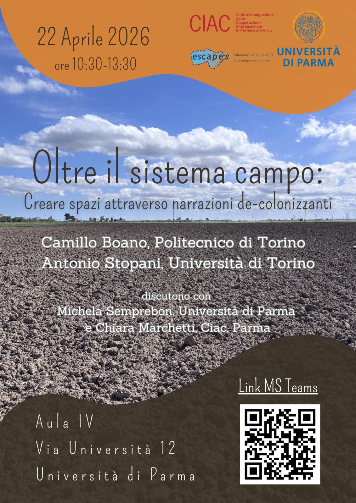 Oltre il sistema campo Lezione aperta in collaborazione con Escapes a Parma il 22 aprile 2026